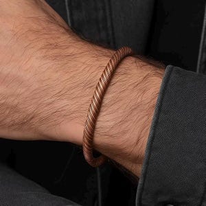 Handmade Copper Men’s Bracelet, Twist Wire Adjustable Cable Bangle Jewelry