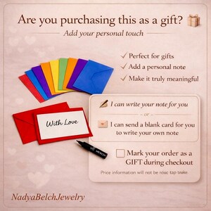 May include: Promotional image for gifts, showing colourful envelopes, a red envelope with a "With Love" card, and a black marker. Text includes "Are you purchasing this as a gift?" and options for a personal note.