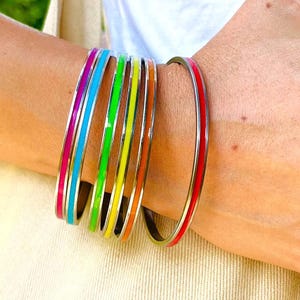 Pride Rainbow Enamel Bracelets for Women and Men, LGBT Festival Jewelry, Special Gift for Lgbt Lgbtq Lesbian Bisexual Gay  Bi Transgender