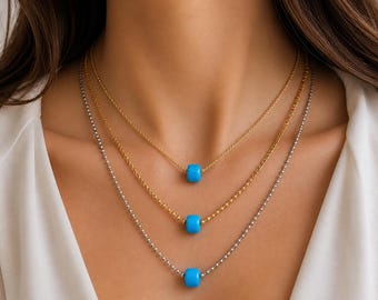 Evil Eye Necklace, Turkish Blue Glass Bead, 14k Gold Plated Chain, Gift for Her