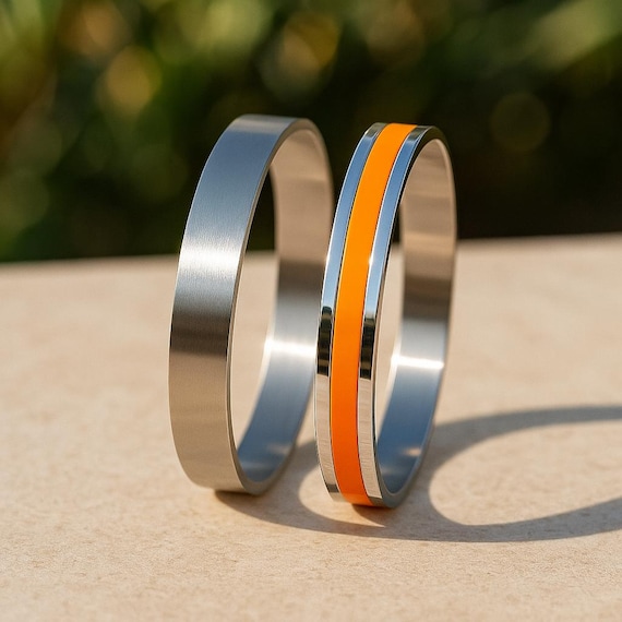 Handmade Thick Orange Enamel Bracelet & Solid Stainless  display picture 3