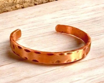 Hand Forged Rustic Copper Cuff, Bold Bracelet for Men