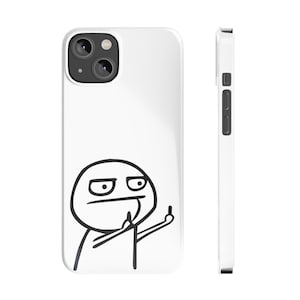 Slim Phone Cases Meme Phone Case Middle Finger Stick Man Phone Case White Funny Phone Case