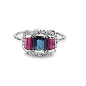 Ruby/Sapphire & Diamond 14k Gold Ring: Fine Jewelry Birthstone