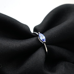 Natural Tanzanite Studded 18K Solid White Gold Ring | Fine Jewellery | December Birthstone | Gift For Her | Marquise Tanzanite Dainty Ring