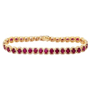 Natural Ruby Diamond Studded 18K Gold Bracelet | Fine Jewelery | July Birthstone | Gift For Her | Genuine Mozambique Ruby Diamond Bracelet