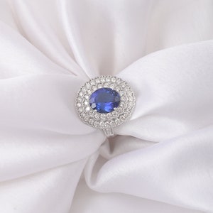 Natural Tanzanite & Diamond 18K White Gold Ring: December Birthstone