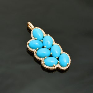 Natural Turquoise & Diamond Studded 18K Solid Gold Pendant| Fine Jewellery | December Birthstone|Gift For Her| Real Turquoise Dainty Pendant