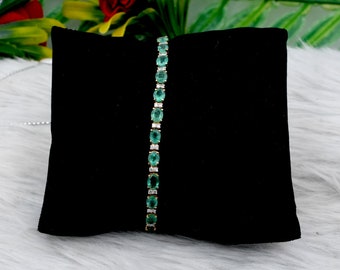 Zambian Emerald & Diamond 14K Gold Bracelet: Fine Jewelry