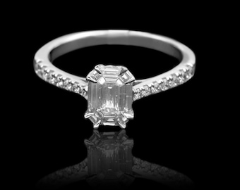 18K ダイヤモンド0.48カラットリング 0.48カラットのダイヤモンド18カラットホワイトゴールドリング - Etsy 日本