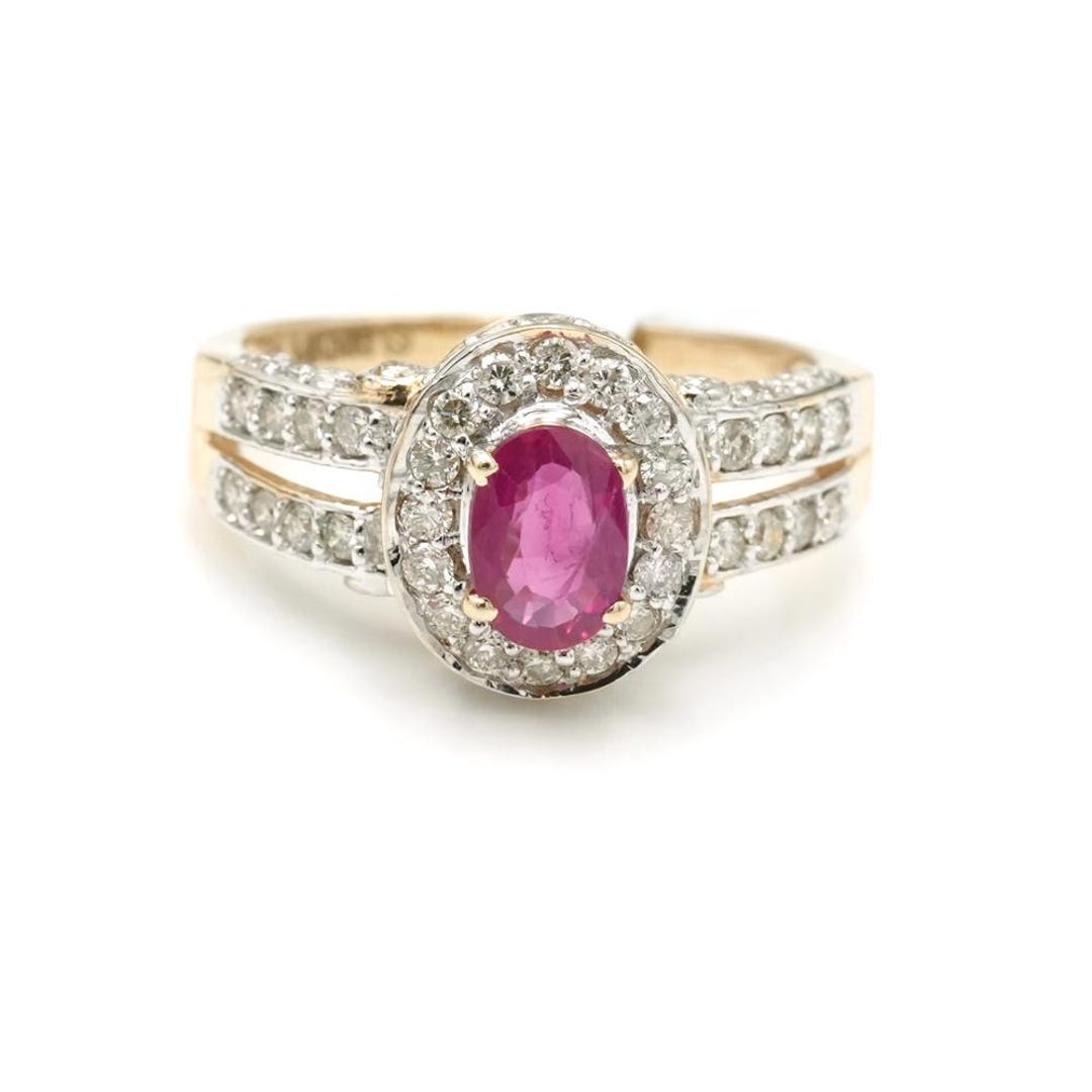 14k Gold Ruby Diamond Ring - July Birthstone Jewelry - Etsy