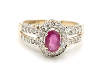 14k Gold Ruby Diamond Ring - July Birthstone Jewelry