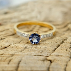 Natural Tanzanite Diamond 14K Solid Gold Ring: December Birthstone
