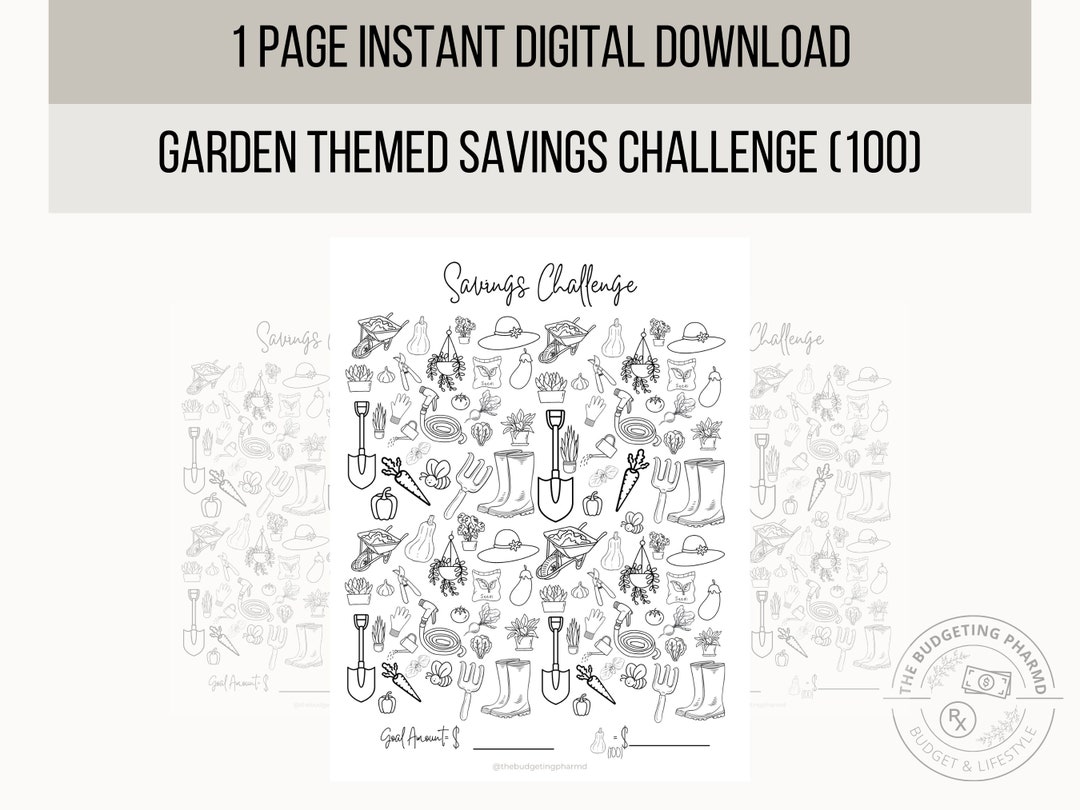 Garden Savings Challenge, Savings Challenge, Savings Tracker, Kids