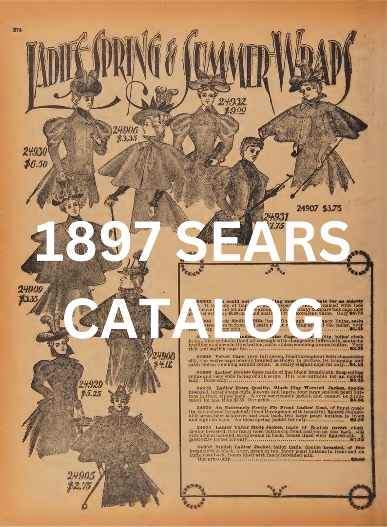 1897 Antique Sears Catalog Instant Download DIGITAL BOOK. Vintage