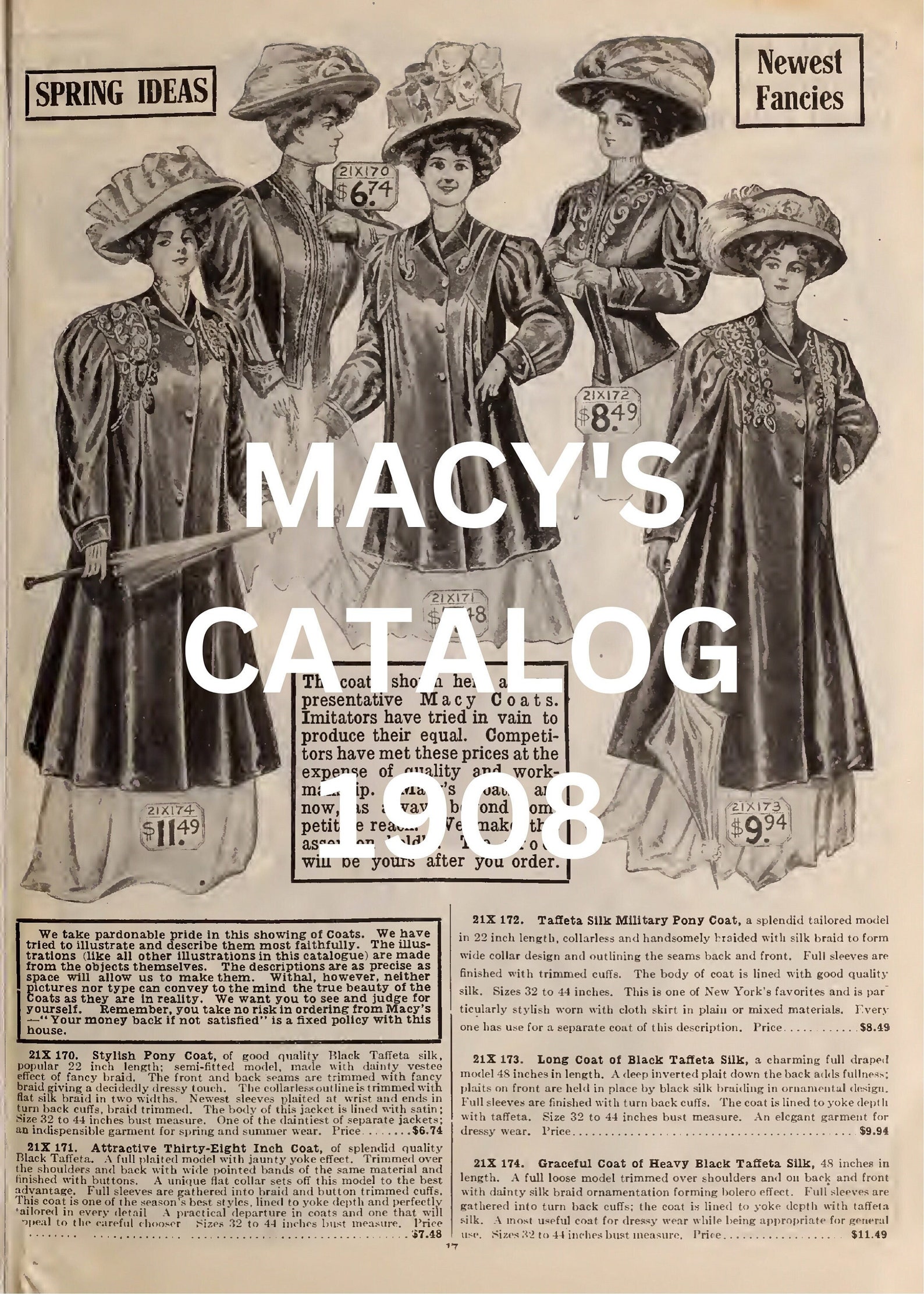 1908 Antique Macy's Catalog Instant Download DIGITAL BOOK. Vintage
