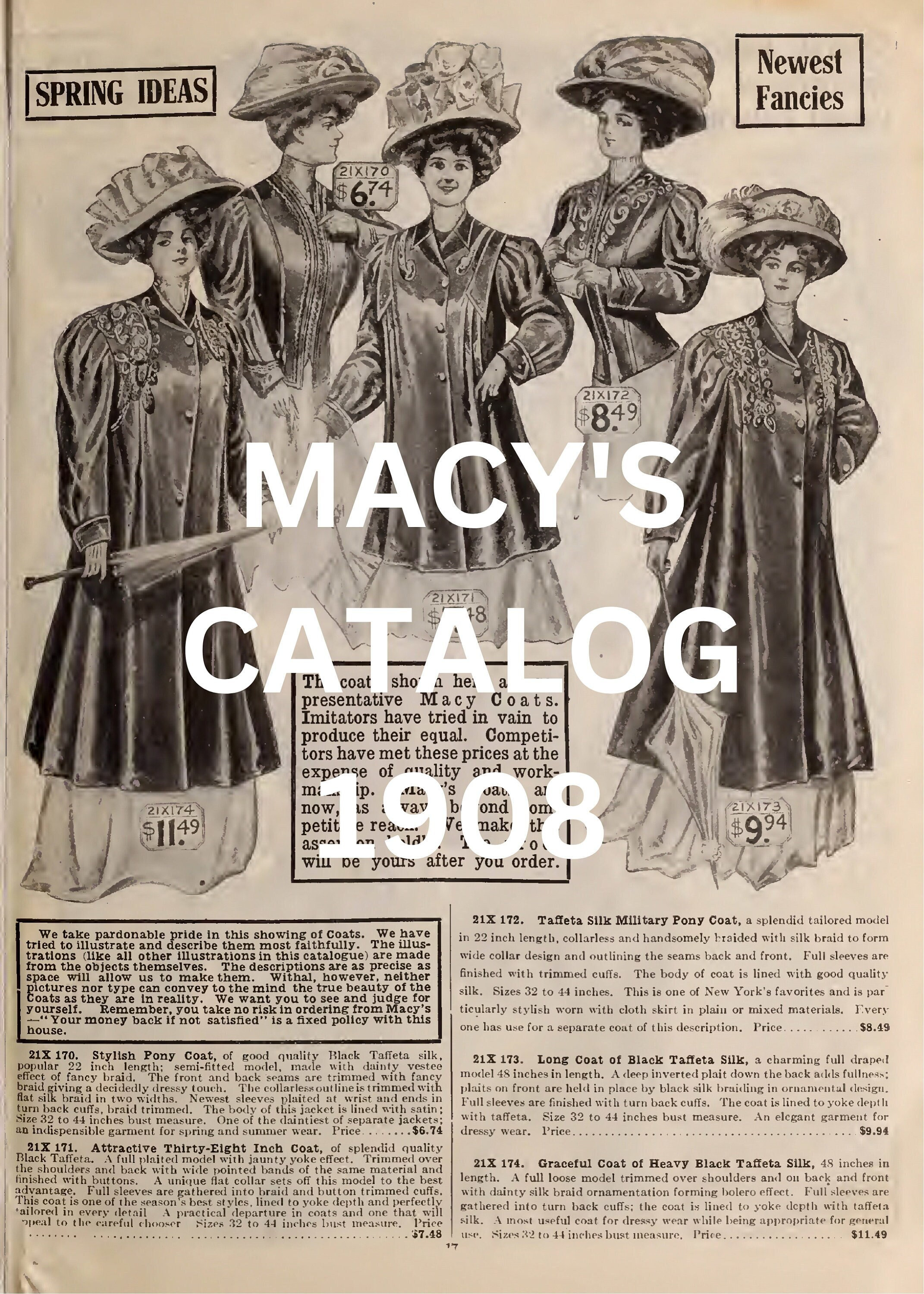 1908 Antique Macy's Catalog Instant Download DIGITAL BOOK. Vintage
