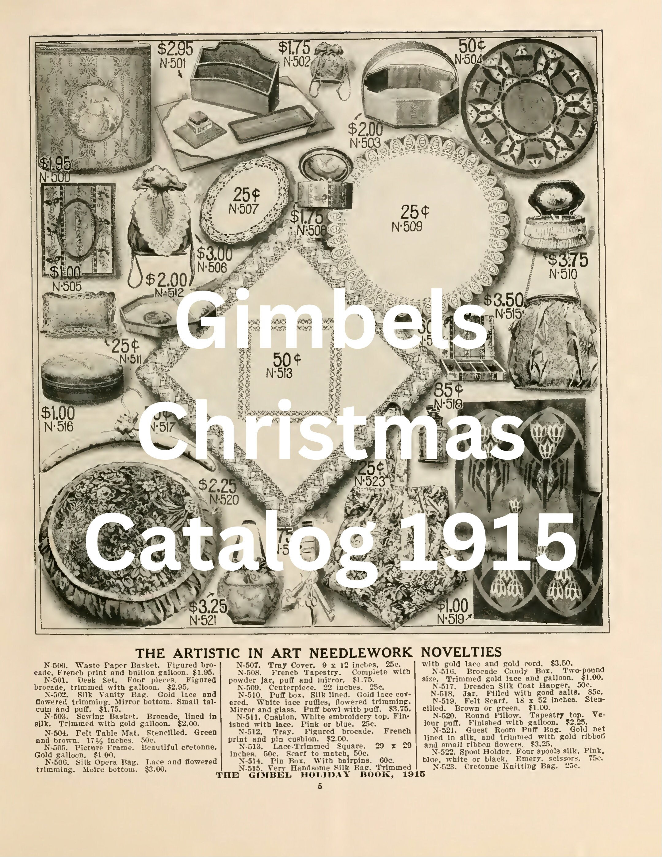 1915 Gimbels Christmas Catalog Instant Download DIGITAL BOOK. Vintage