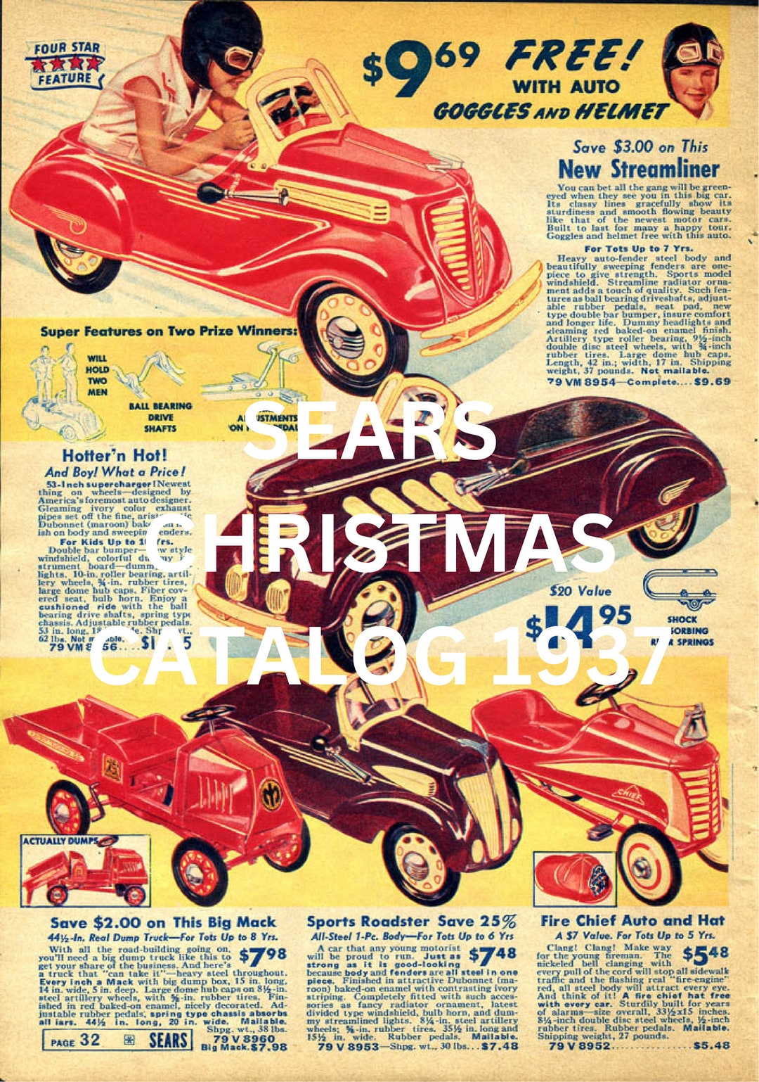 1937 Sears Christmas Catalog Instant Download DIGITAL BOOK. Vintage Toy