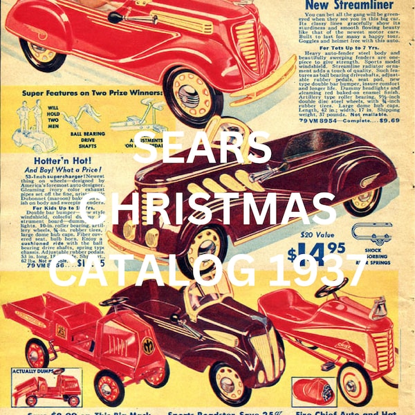 1937 Sears Christmas Catalog Instant Download DIGITAL BOOK. Vintage toy catalogue. Xmas gifts & fashion.