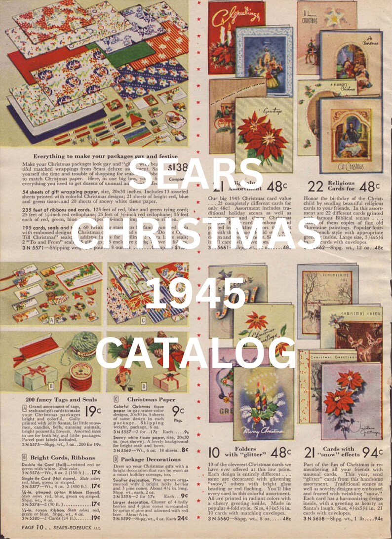 1945 Sears Christmas Catalog Instant Download DIGITAL BOOK. Vintage
