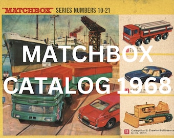 1968 Catálogo de juguetes Matchbox Descarga instantánea LIBRO DIGITAL. Catálogo de coches y vehículos a escala vintage de los años 60.