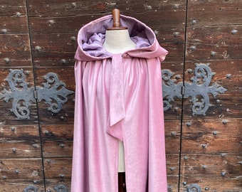 Pink velvet cape lined in satin