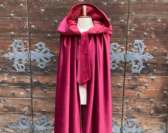 Bordeaux velvet cloak lined in satin