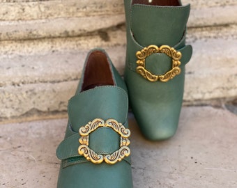 Zapatos históricos de la década de 1700 en cuero, zapatos de carnaval, zapatos de Halloween