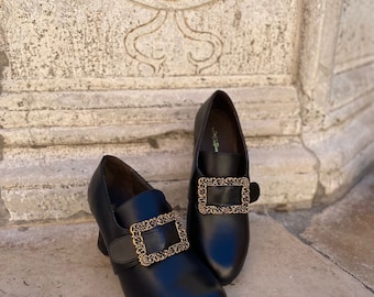 Historical Leather Shoes from the 1700s, Carnival Shoes, Halloween Shoes