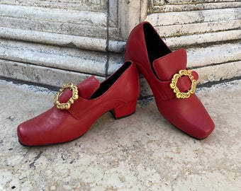 Historical Leather Shoes from the 1700s, Carnival Shoes, Halloween Shoes