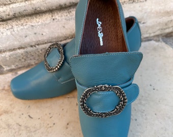Zapatos de cuero históricos del siglo XVIII, zapatos de carnaval, zapatos de Halloween
