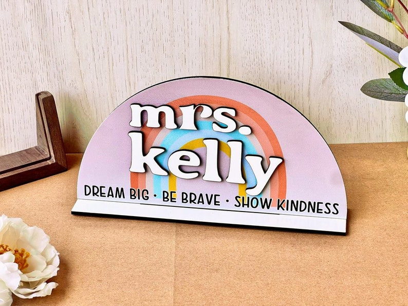 Custom Wooden Teacher Desk Name Plate Personalized Name Sign Etsy