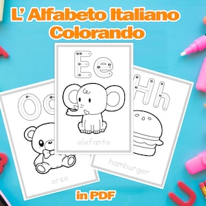 El alfabeto italiano para colorear - PDF para niños de 3 a 5 años