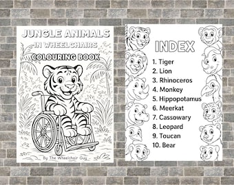 Jungle Animals in Wheelchairs Colouring Book | Inclusive Kids Printable | Disability Awareness | Digital Download PDF