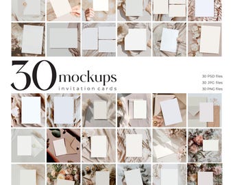 Wedding Invitation Mockup Bundle: Neutral 5x7 Card (Digital Download)