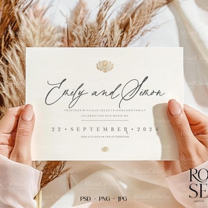 Hochzeit und Baby Party horizontale 5x7 Einladungskarte, Canva ziehen und ablegen