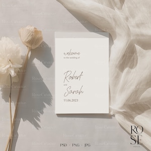 5x7 Wedding Invitation Mockup: Vertical Card Display (Digital Download)