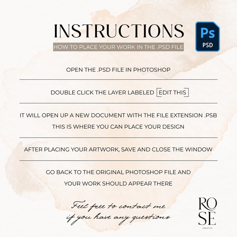 Photoshop psd instructions