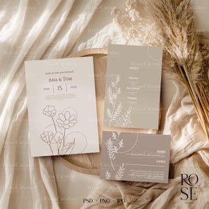 Hochzeitseinladungsset Mockup, Hochzeitseinladungsset Mockup, Kartenreihe Mockup, Hochzeitskarte Mockup, Antwortkarten-Mockup, PSD-Mockup