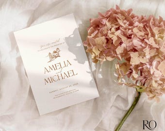 5x7 Wedding Invitation Mockup: Stationery Card (Digital Download), PSD PNG