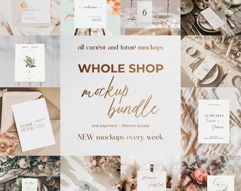 WHOLE SHOP BUNDLE, Lifetime Access Entire Shop, Wedding Invitation Welcome Sign Menu Mockups