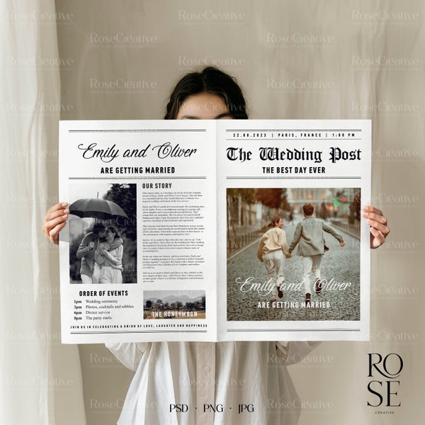 Wedding and Birthday Newspaper Mockup, Blank Newspaper Mockup, A4  minimalist mockup