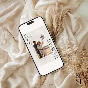 Minimalistischer iPhone Bildschirm, Smartphone Einladung Mockup, Canva Datei