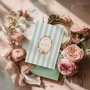 Vintage Grußkarten Mockup, Hochzeitseinladung, Geburtstagseinladung, Babypartyeinladung Mockup, Canva Template