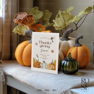 Maquette de carte blanche d'automne, maquette d'invitation, maquette d'objet intelligent, maquette Canva