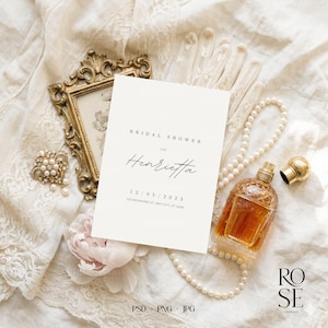 Mockup PSD Regencycore 5x7 / Invito per profumo vintage / Cornice oro antico