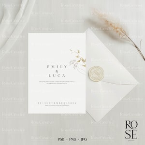 Elegante Hochzeitseinladung & Grußkarte Mockup, 13x18 Karte