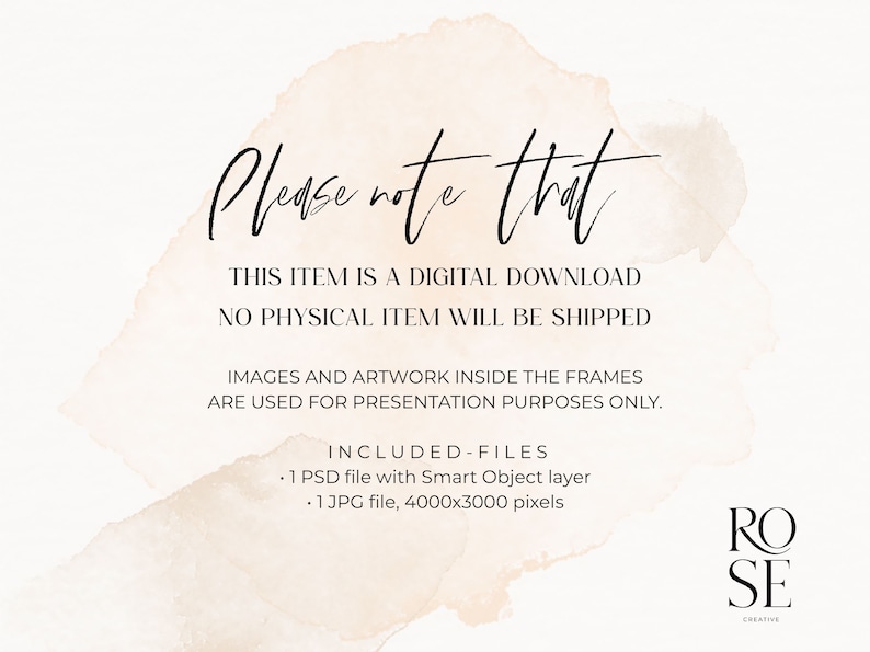 May include: A digital download announcement with the text "Please note that THIS ITEM IS A DIGITAL DOWNLOAD NO PHYSICAL ITEM WILL BE SHIPPED." The image includes a watercolor wash background and the Rose Creative logo.