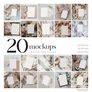 Neutral Grußkarte Mockup Bundle, 20 Hochzeit und Babyparty einladen Mockup, Hochzeit Stationäre Mockups, 5x7 Karte Mockups Bundle